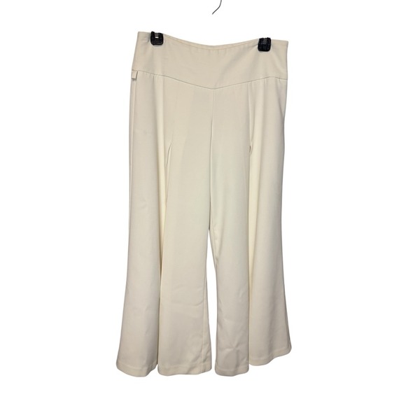 Margaret M Pants - Margaret M Cream Wide Leg Cropped Culottes Career Work Pants